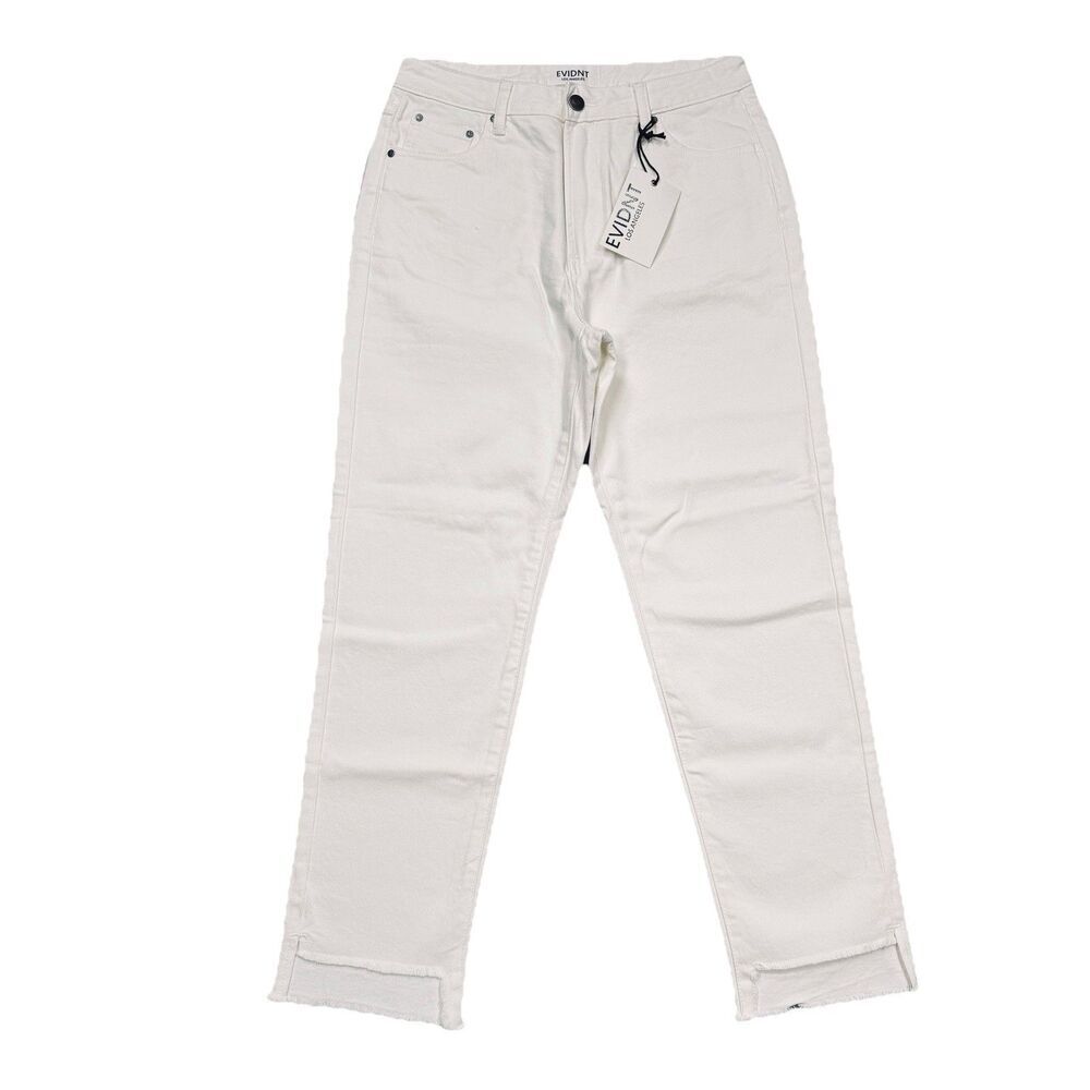 Evidnt Orsay Slim Crop Ankle Jeans 28 (28x25) Winter White Denim Step Hem Womens